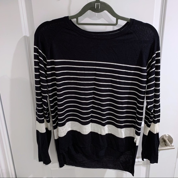 Zara Knit sweater in navy blue and white stripes - Picture 1 of 4